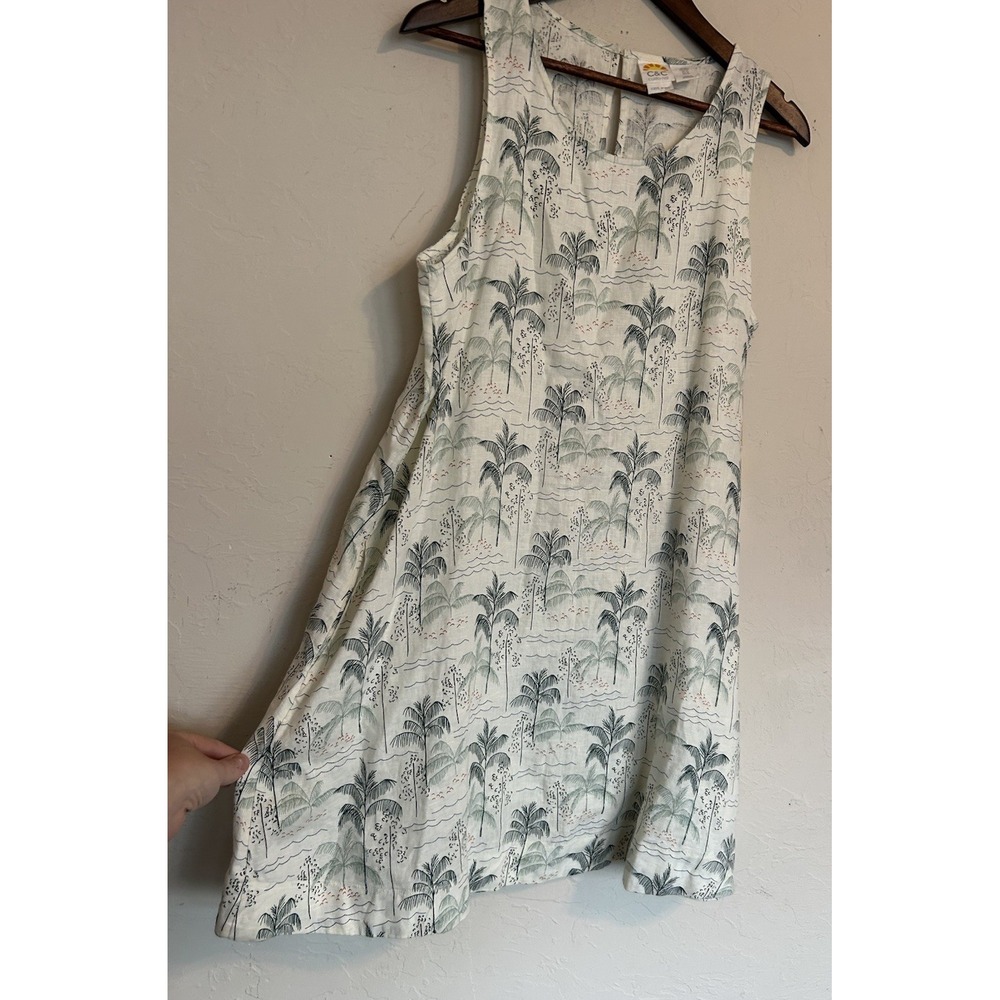 C&C California Linen Bali Palm Trapeze Tank Dress M NWT Resort Tropical Beach - Picture 2 of 10